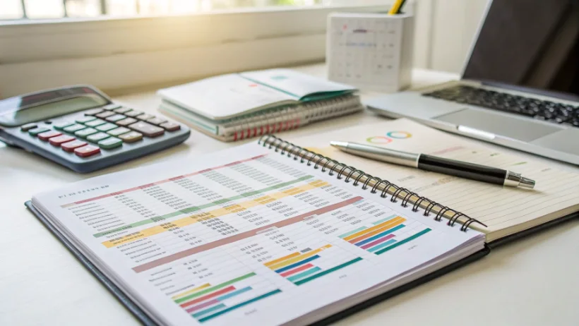 Financiële spreadsheet met budget planning en berekeningen