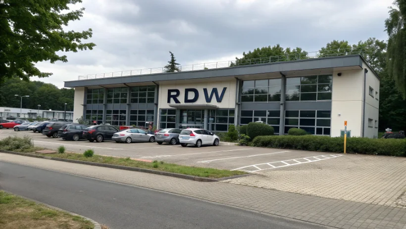 Buitenkant van RDW keuringsstation met parkeerplaats
